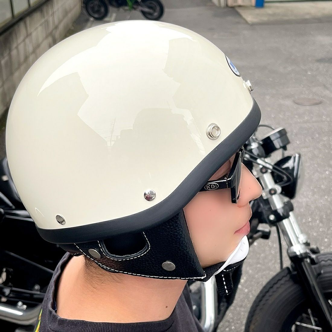 ショーティタイプ ヴィンテージスタイルヘルメット アイボリー WorldMotorWorks 6