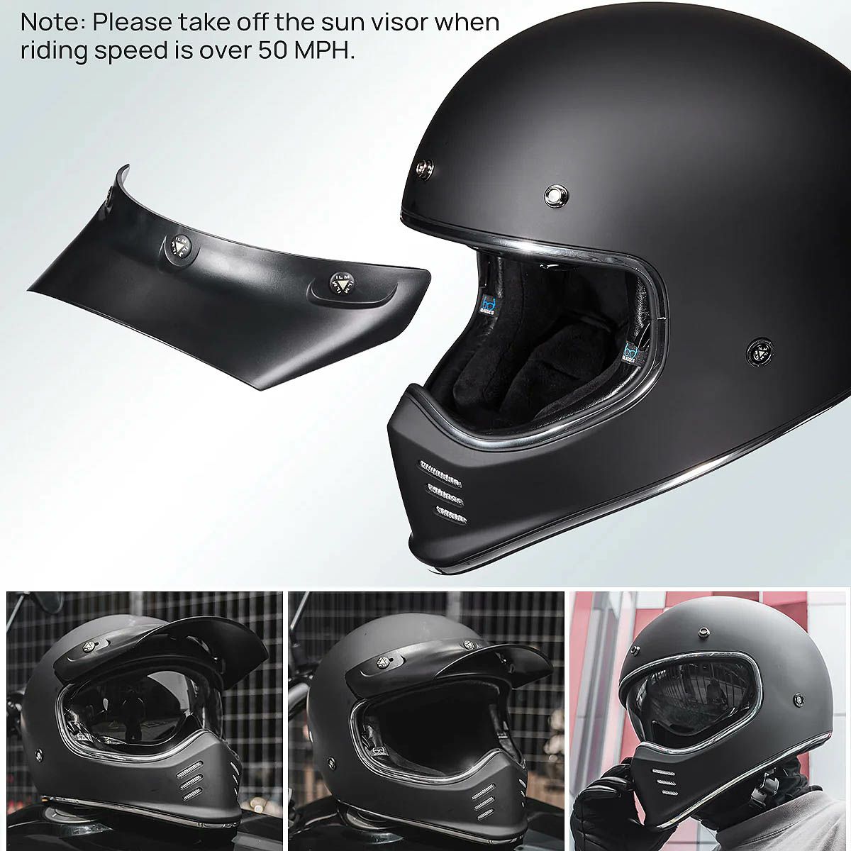 一目でその良さがわかるっ!レトロ&ヴィンテージスタイルヘルメット!収納式バイザー搭載&リーズナブルプライスっ ILM Z502詳細画像4