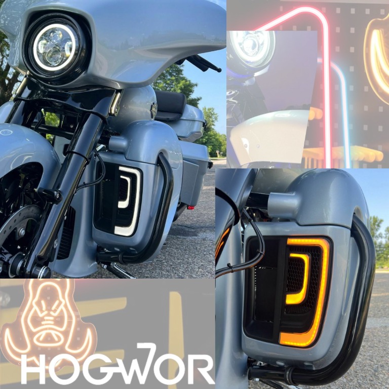 【ツーリングモデルの顔を光で進化】HogWorkz LUMIPRO ロワーフェアリングライト & LEDフロントフォークライト2