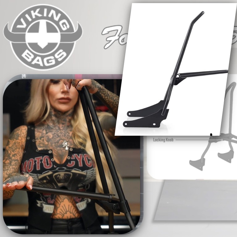 【後ろ姿で魅せる・荷物も安心】ナイトスター RH975/S Iron Born Blade 25インチ・ラゲージラック リジッドシーシーバー マットブラック Viking Bags3