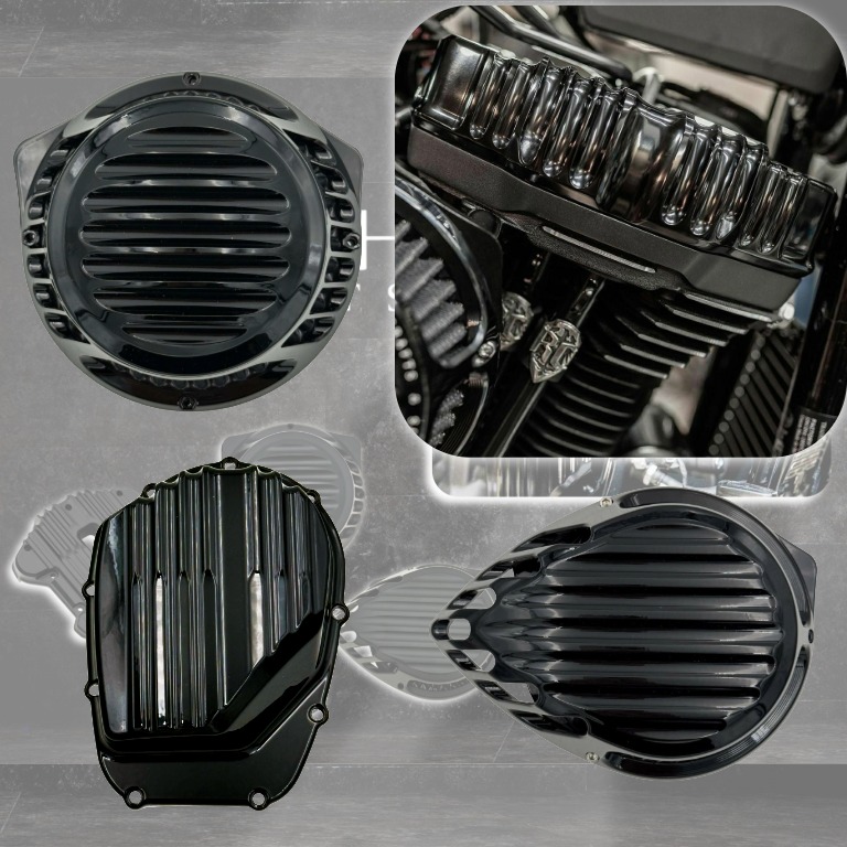 【「黒」は造形を最も美しく映す”静かな支配色”】Rough Crafts フィンデザイン・オリジナル ブラックシリーズ エアクリーナー/カムカバー/ロッカーカバー2