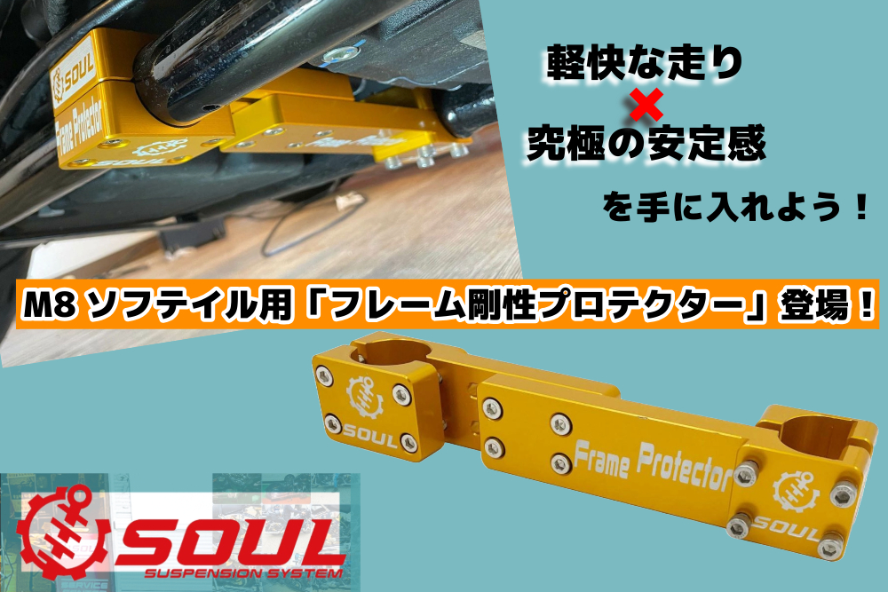 ツアラーブレースの衝撃再び!!ついに出ましたM8ソフテイルのフレームのねじれを抑えるフレーム剛性プロテクター♪