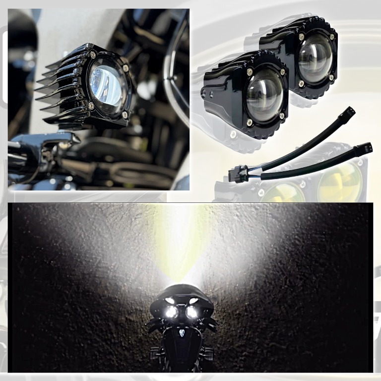 【光量、足りてますか？ 夜が変わる4000ルーメン級】Shark Demon LED フォグライト 2024～2025ツーリング　2025～ ソフテイル イメージ画像1