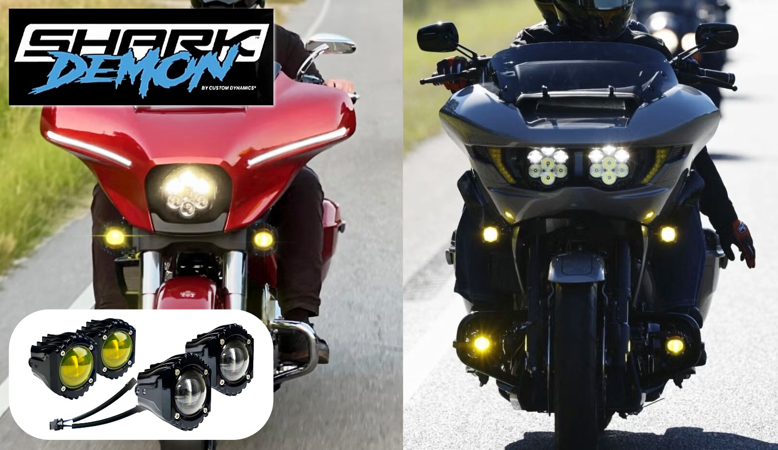 【光量、足りてますか？ 夜が変わる4000ルーメン級】Shark Demon LED フォグライト 2024～2025ツーリング　2025～ ソフテイル イメージ画像4