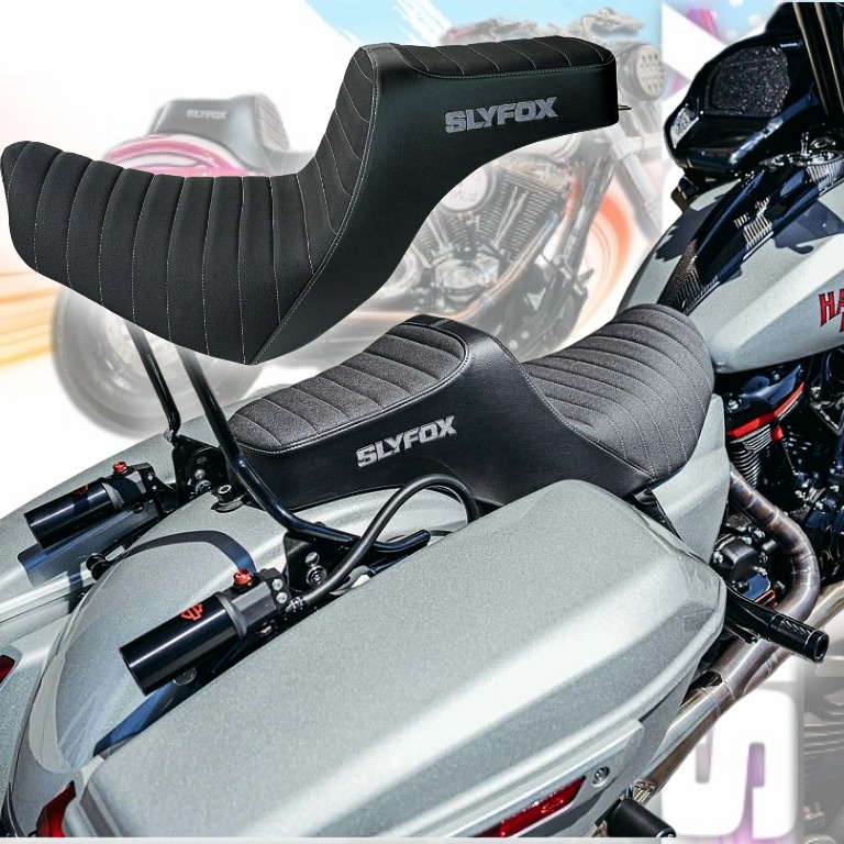 【スポーツスター用追加！！】 ロープロの、その先へ。走りで語れる SLYFOX ハイヌーン シート  ツーリング M8 ローライダー S / ST、スポーツグライド、ダイナ対応4